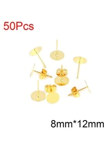 50-100 chiếc đinh tán khuyên tai bằng thép không gỉ có chốt cài kèm phụ kiện nút tai dùng để làm đồ trang sức DIY - Vàng - Xem 6