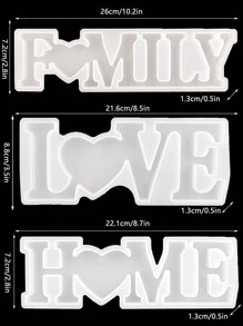 3 件硅胶树脂模具，带“爱”字，环氧树脂铸造模具，适用于 UV 树脂珠宝、家居装饰/情人节 DIY 工艺品 - 白色 - 查看 4