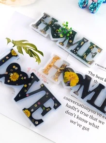 3 件硅胶树脂模具，带“爱”字，环氧树脂铸造模具，适用于 UV 树脂珠宝、家居装饰/情人节 DIY 工艺品 - 白色 - 查看 5