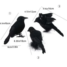 万圣节黑乌鸦模型仿真假鸟动物恐怖玩具万圣节派对家居装饰恐怖道具 - 黑色 - 查看 8