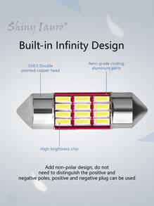 12led Car Light 31mm Dual-point Reading Light, Compass Decoder, Overhead Light, License Plate Light, Trunk Light Led Lamp 12v - White - View 2