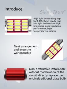 12led Car Light 31mm Dual-point Reading Light, Compass Decoder, Overhead Light, License Plate Light, Trunk Light Led Lamp 12v - White - View 4