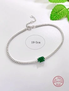 1 件優雅奢華風格 925 純銀和立方氧化鋯女士方形手鍊,派對珠寶萬聖節禮物