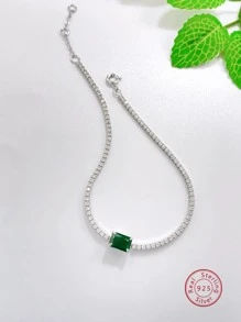 1 件優雅奢華風格 925 純銀和立方氧化鋯女士方形手鍊,派對珠寶萬聖節禮物