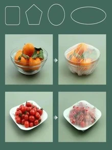 500pcs/300pcs/100pcs Stretch Length 36cm Multifunctional Cling Film Cover For Kitchen Fruit And Vegetable Preservation, Dust Prevention, Household Refrigerator Preservation Cover, Disposable Cling Bag