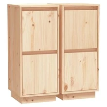 Sideboards 2 Pcs 12.4"X13.4"X29.5" Solid Wood Pine - 棕色 - 查看 3