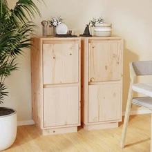 Sideboards 2 Pcs 12.4"X13.4"X29.5" Solid Wood Pine - 棕色 - 查看 1