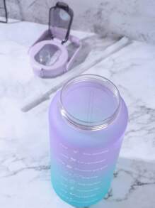 1入組2L或者750ml或者300大容量粉色漸變PC水瓶帶3D貼紙運動和健身便攜吸管杯,合適適用於戶外遊玩 - 粉色 - 查看 4