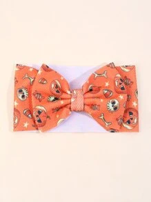 1pc Baby Bow-Knot Design Pumpkin Skeleton pattern Polyester Headband For Halloween - Multicolor - View 1