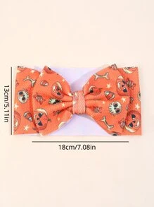1pc Baby Bow-Knot Design Pumpkin Skeleton pattern Polyester Headband For Halloween - Multicolor - View 5