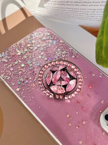 水鑽裝飾手機殼帶戒指支架 - 粉色 - 查看 7