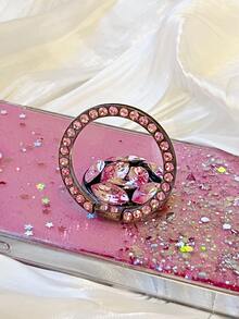 水鑽裝飾手機殼帶戒指支架 - 粉色 - 查看 2