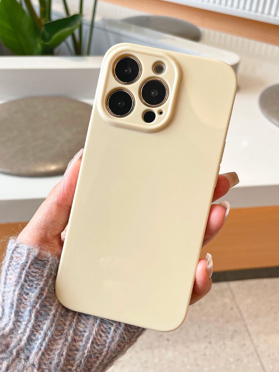 糖果色光面 Tpu 直邊手機殼,相容於 Iphone - 黃色 - 查看 1