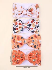 4入組嬰兒萬聖節主題髮帶帶南瓜&幽靈圖案和蝴蝶結裝飾用品 - 彩色 - 查看 6