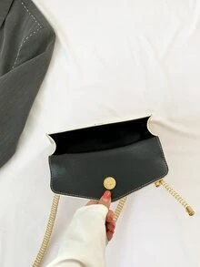 Khaki Color Minimalist & Fashionable Flap-over Handbag - Khaki - View 4