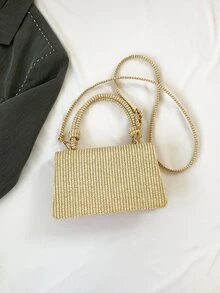 Khaki Color Minimalist & Fashionable Flap-over Handbag - Khaki - View 3