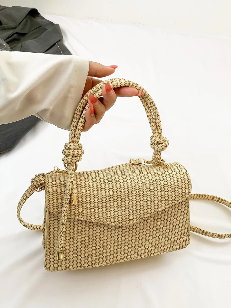 Khaki Color Minimalist & Fashionable Flap-over Handbag - Khaki - View 1