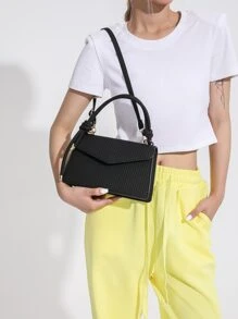 negro minimalista de moda vuelta Funda Bolso de mano - Negro - Ver 6
