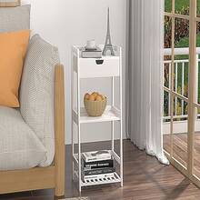 Bathroom Shelves, 3 Tier Ladder Shelf with Drawers, Bamboo Nightstand Open Shelving, Bookshelf Bookcase End Table Plant Stand for Living Room, Bedroom, Bathroom, Kitchen - White - View 4