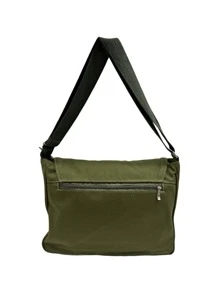 Pasta estilo carteiro em lona para notebook - Verde Militar - Visão 3