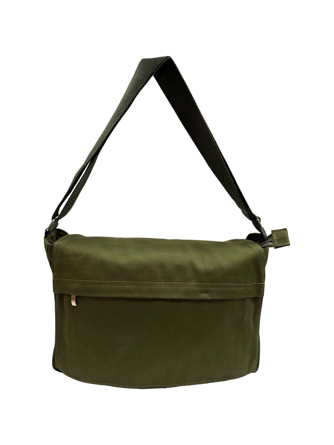 Pasta estilo carteiro em lona para notebook - Verde Militar - Visão 1