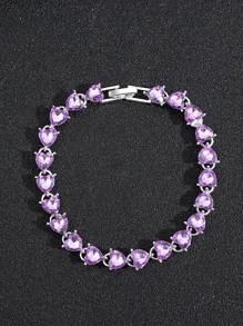 1 Miếng Rhinestone đầy đủ Trang trí pha lê Chữ số La Mã Thiết kế Vòng tay - Màu tím - Xem 3