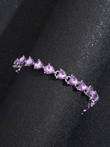 1 Miếng Rhinestone đầy đủ Trang trí pha lê Chữ số La Mã Thiết kế Vòng tay - Màu tím - Xem 1