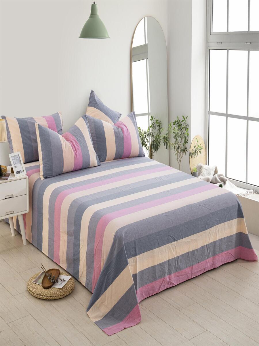 Thoải mái Đơn giản Kẻ sọc Bộ chăn ga gối - mặt trời đầy màu sắc - Xem 1