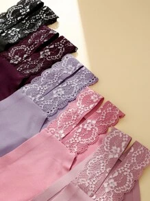 5pcs Women's Seamless Bikini Panties High Waist V Waist Lace Underwear Cute Lingerie Briefs Set, Breathable - Multicolor - View 4