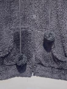 Casaco Meletom de pelinho inverno blusa frio feminino - Preto - Visão 3