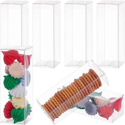 10 件/20 件/30 件透明婚礼回礼盒矩形 PVC 透明礼品盒，适用于糖果巧克力情人节、婚礼、包装、淋浴、生日、圣诞节、派对、礼品制作、带盖牛皮纸盒，适用于派对回礼、装饰品、伴娘求婚、蜡烛盒包装、万圣节装饰、生日装饰、生日、婚礼、派对装饰、圣诞装饰、新娘、派对、礼品盒、秋季情人节