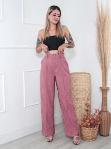 Women Pants - Dusty Pink - View 2