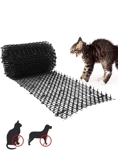 1 Rulle 30*200cm Svart PP Material Katt Avstötande Mat , Effektiv Katt & Hund För Inomhus Utomhus Krukväxter & Gräsmatta Skydd Mat