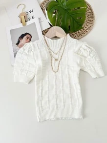 Women Knit Tops - 白色 - 查看 5