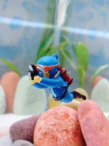 2 piezas Decoración del acuario con dibujos animados buzo en forma de flotante pecera Adorno micropaisaje - Azul - Ver 6