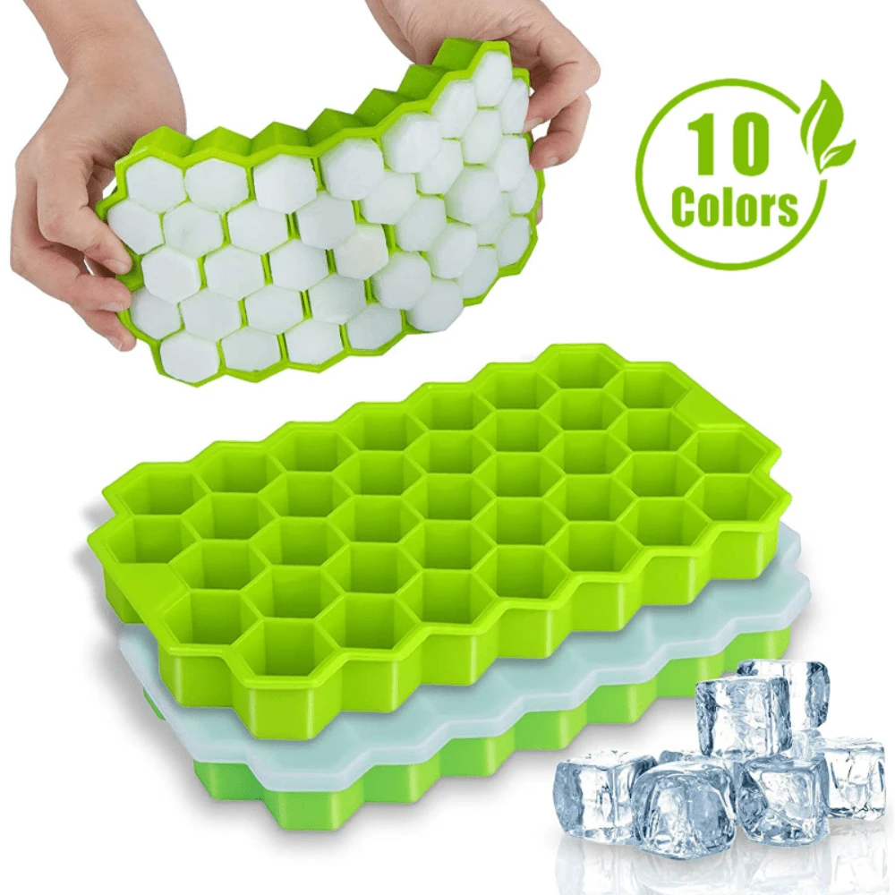 1 Miếng Khuôn đá viên , Tổ ong Hình dạng Silicone Khay đá Với 37 Lục giác , Nước đá Trái bóng Đối với Tổ ong Khối nước đá - Màu xanh lam - Xem 1