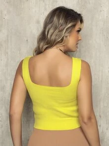 Women Knit Tops - Màu vàng - Xem 4