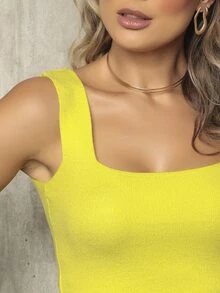 Women Knit Tops - Màu vàng - Xem 2