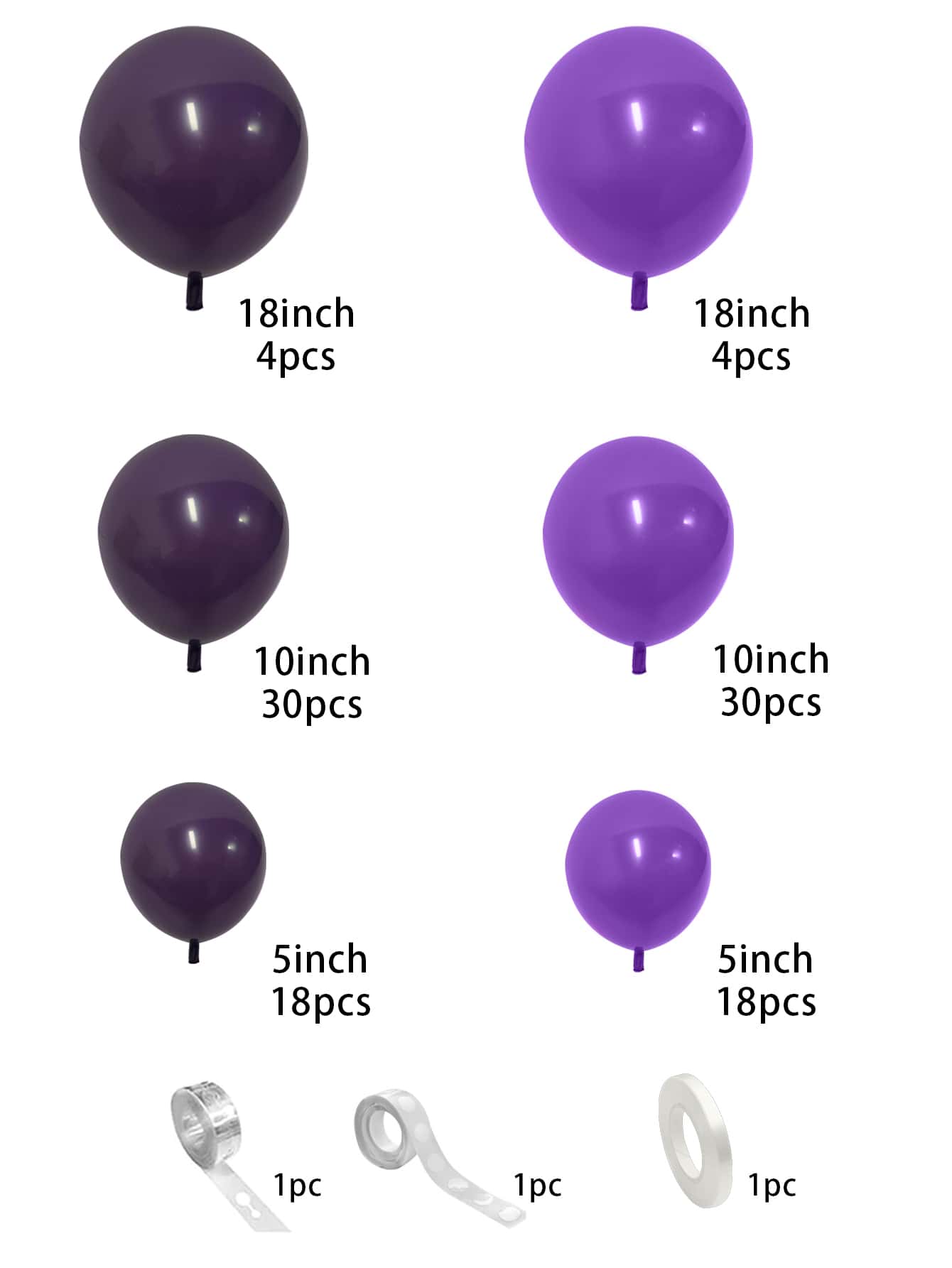 107pcs/87pcs/1pc Deep Purple Balloons, Double Stuffer Purple Balloon ...