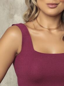 Women Knit Tops - Màu tím - Xem 2