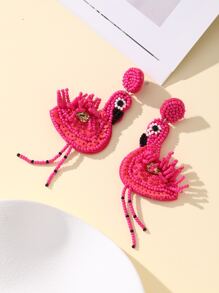 Chim hồng hạc Kết cườm Hoa tai , Hoàn hảo Đối với Ngày lễ Kỳ nghỉ - Màu Hồng Tươi - Xem 2