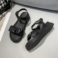 女士夏季2023新款系带拖鞋，沙滩户外凉鞋，百搭舒适 - 黑色 - 查看 5