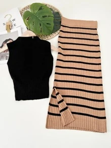 Women Sweater Co-ords - Camel - View 2