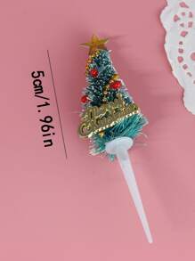 6pcs Random Color Cake Topper Set For Christmas Party, Including Wreath, Leaves, Christmas Trees, Suitable For Birthday And Bakings - Multicolor - View 9