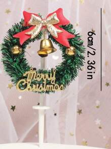 6pcs Random Color Cake Topper Set For Christmas Party, Including Wreath, Leaves, Christmas Trees, Suitable For Birthday And Bakings - Multicolor - View 7