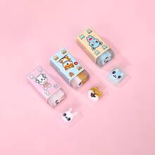 3入組隨機可愛卡通動物果凍橡皮擦,柔軟,簡單至擦除,完美適用於孩子們鉛筆寫作和糾正,樂趣三明治造型,半透明設計 - 彩色 - 查看 2