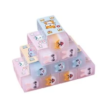 3入組隨機可愛卡通動物果凍橡皮擦,柔軟,簡單至擦除,完美適用於孩子們鉛筆寫作和糾正,樂趣三明治造型,半透明設計 - 彩色 - 查看 6