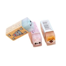3入組隨機可愛卡通動物果凍橡皮擦,柔軟,簡單至擦除,完美適用於孩子們鉛筆寫作和糾正,樂趣三明治造型,半透明設計 - 彩色 - 查看 1