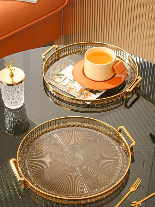 1 pieza Bandeja individual moderna con doble asa, adecuada para la mesa de comedor, hecha de material PS, regalo de Navidad