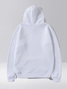 Blusa de frio Moletom Feminino Capuz Bolso Conforto Canguru Friu Flanelado - Branco - Visão 3